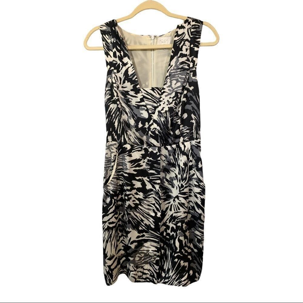 ADAM by ADAM LIPPES Women’s Sleeveless Silk Abstract Print Mini Dress White 4